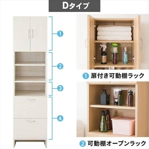 ランドリーチェスト スリム 上台A扉フラップ ホワイト 7156330