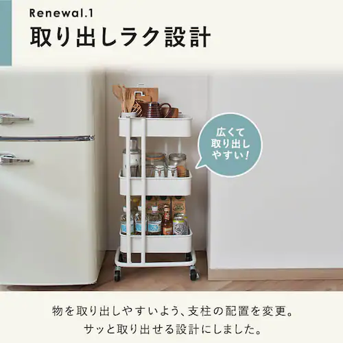 キッチンワゴン スリム KWS-L003 ブラック_3