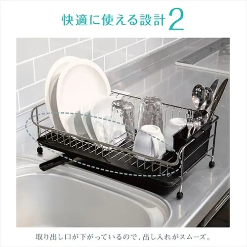 ステンレス水切り 1段 スリム SSDD-1S ブラック _4