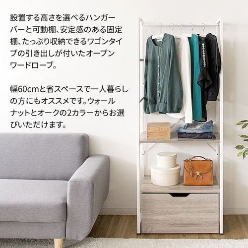 ハンガーラック 収納 オープンワードローブ WSW-6015 オーク 7159379