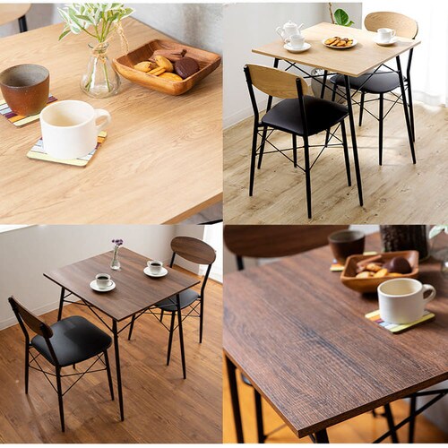 スチールダイニングテーブルセット 2人用 3点セット STDSET-3 全2色