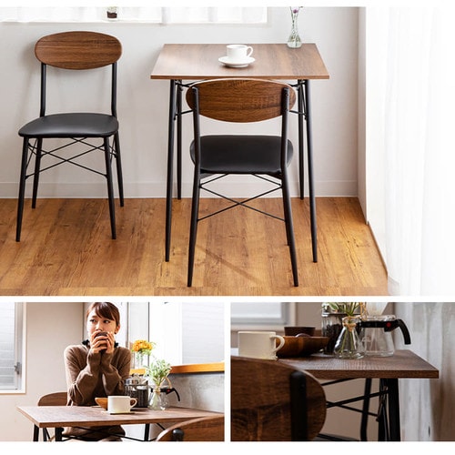 スチールダイニングテーブルセット 2人用 3点セット STDSET-3 全2色