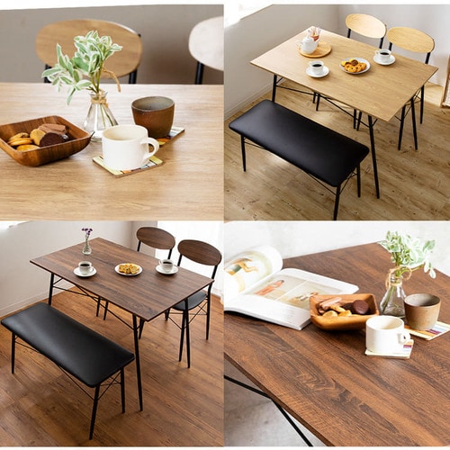 スチールダイニングテーブルセット 4人用 4点セット STDSET-4 全2色