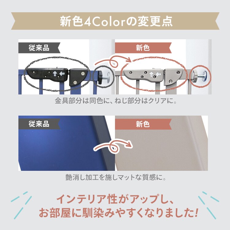 ペットゲート 突っ張り 拡張フレーム付き ミルキーホワイト幅70～91cm