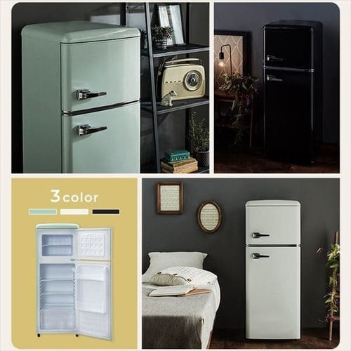冷蔵庫 114L レトロ 小型 一人暮らし 2ドア 幅48cm PRR-122D-W