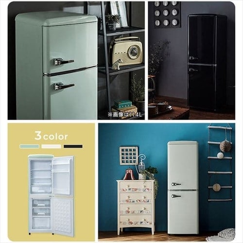 冷蔵庫 130L レトロ 小型 一人暮らし 2ドア 幅48cm PRR-142D-W