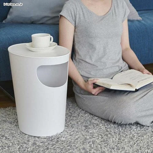 サイドテーブル ダストボックス型 ENOST ホワイト _4