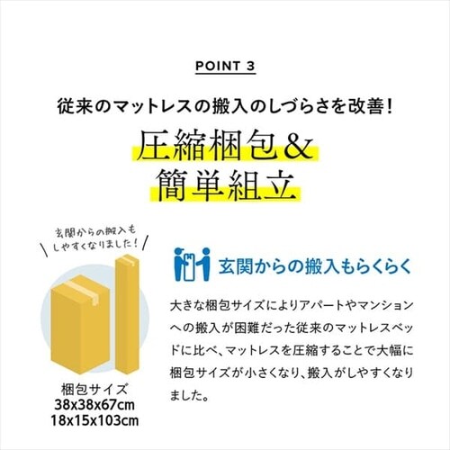 【硬め】 脚付きマットレス セミダブル アイボリー AATMH-SD 【代引き不可】_6