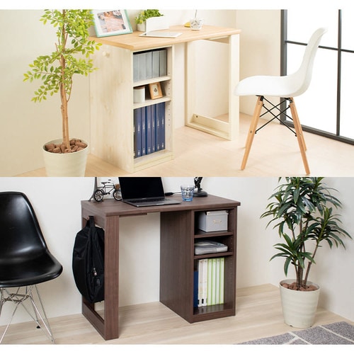 デスク 学習机 勉強机 一人用 90cm幅 FJ-022-IR ホワイト/ビーチ