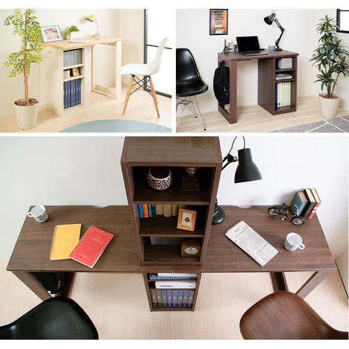 ≪16%OFF≫【2個セット】 デスク 学習机 勉強机 レイアウト変更可能 FJ-022-IR ダークブラウン_4