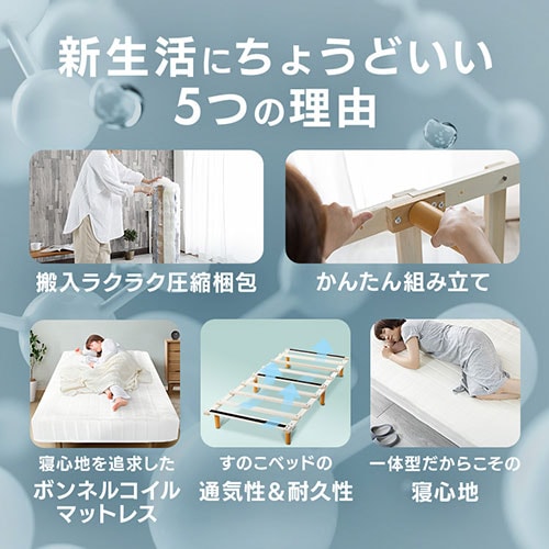 ベッド ダブル 脚付きマットレス ボンネルコイル ブラック 7166772