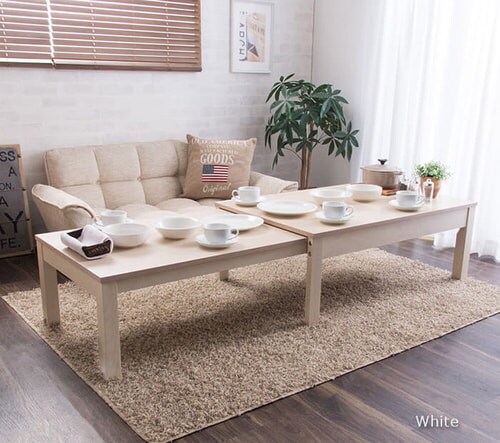 ローテーブル センターテーブル 伸縮 W80-140 RPE80TBLWN