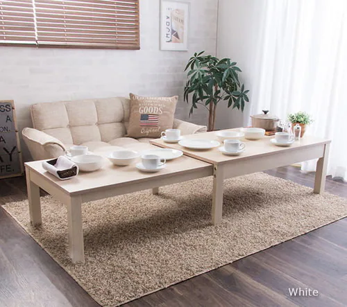 ローテーブル センターテーブル 伸縮 W80-140 RPE80TBLNA ナチュラル _3