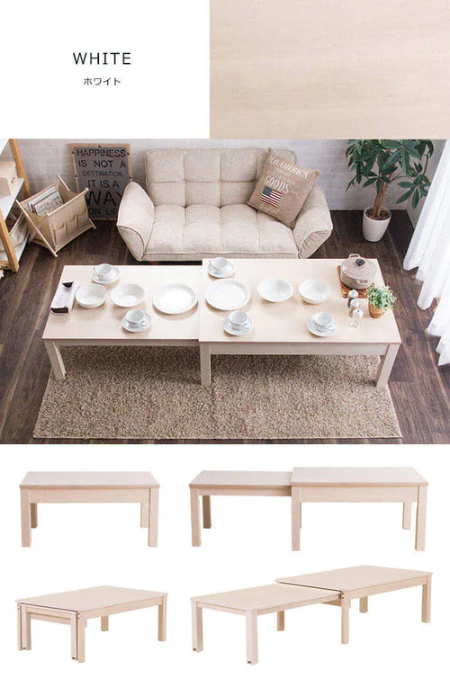 ローテーブル センターテーブル 伸縮 W80-140 RPE80TBLNA ナチュラル _10