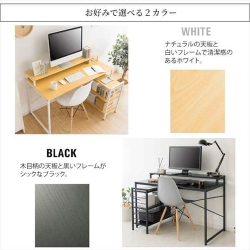 机 デスク PCデスク I字 収納ラック付き RTID-1200 ホワイト 7168899
