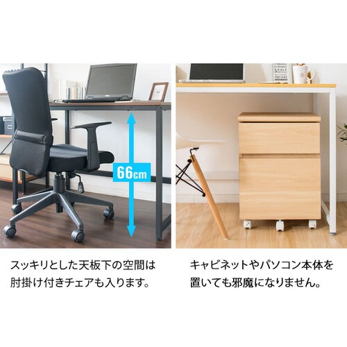 奥行60cmでしっかり使える♪机 デスク PCDES-120 ホワイト 7168331