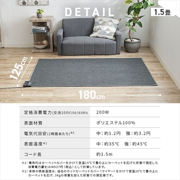 ホットカーペット 1.5畳 本体 180×125cm TEKNOS 7252044 │アイリス