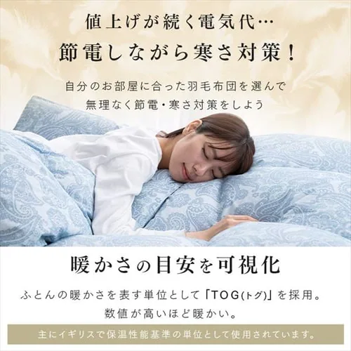 羽毛布団 セミダブルロング WDD90% 350dp 1.2kg ブラウン_4