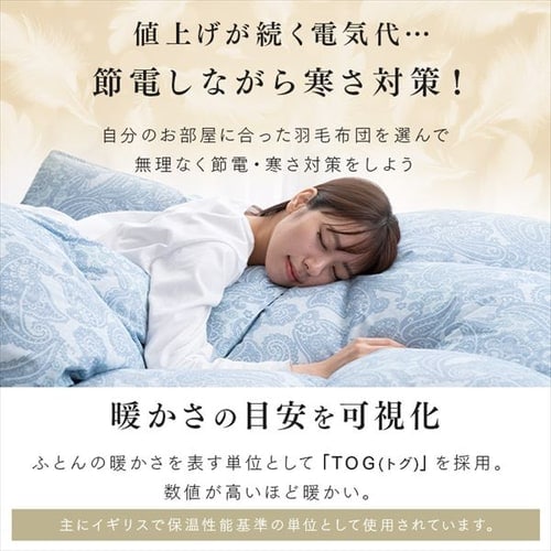 羽毛布団 ダブルロング WDD90% 350dp 1.4kg ブラウン 7268859