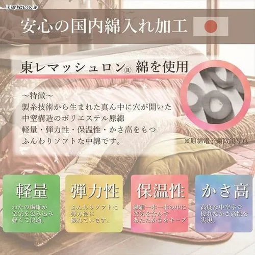 【3点】こたつ布団セット 205×285 掛けカバー洗濯可 ローズ 【代引き不可】_5