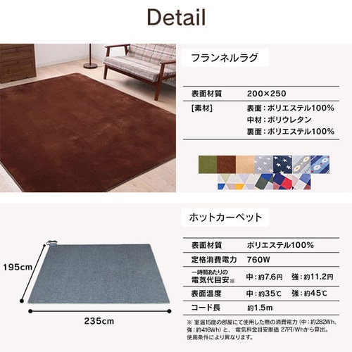 ホットカーペット＋ラグ 3畳 セット ベージュ 7176863 │アイリス