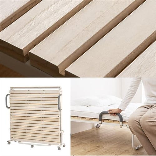 ベッド シングル すのこ 折りたたみ ワイド ブラウン 7179129