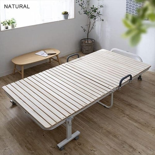 ベッド シングル すのこ 折りたたみ ワイド ハイタイプ ナチュラル