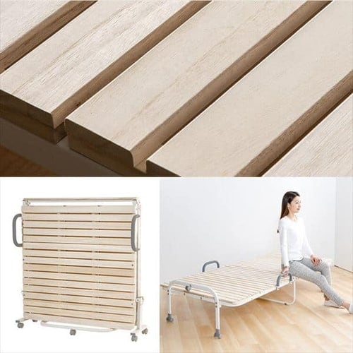 ベッド シングル すのこ 折りたたみ ワイド ハイタイプ ブラウン