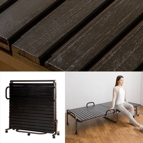 ベッド シングル すのこ 折りたたみ ワイド ハイタイプ ナチュラル