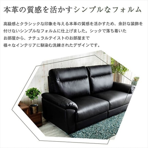 ハイバックポケットコイル本革ソファ 3P HLSF-3 ブラック 7179355