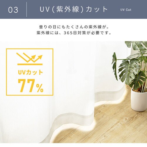 レースカーテン 1枚 花粉キャッチ UV77%カット 遮像 遮熱 幅150cm×丈176cm _6