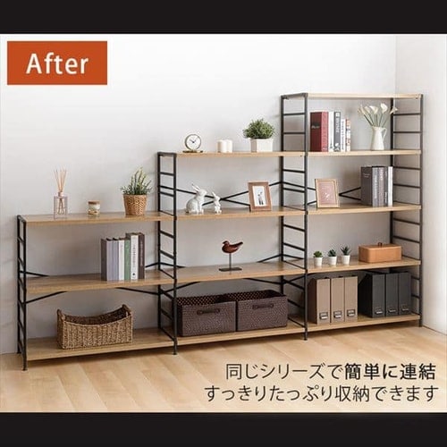 木製棚板スチールラック 3段 MSRK-3 オーク×ホワイト 7182850