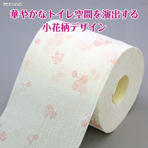64ロール】トイレットペーパー ダブル 1.5倍巻 フラワープリント