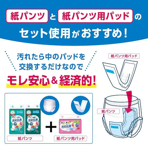 日本製紙クレシア 【2個セット】肌ケア アクティ 大人用紙おむつ 長時間パンツ 約4回分 消臭抗菌プラス M-L 16枚 _6