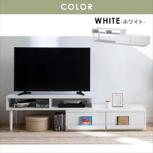 【完成品】テレビ台 伸縮可能(天然木脚) ホワイト _17