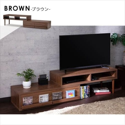 完成品】テレビ台 伸縮可能(天然木脚) ホワイト 7185671 │アイリス