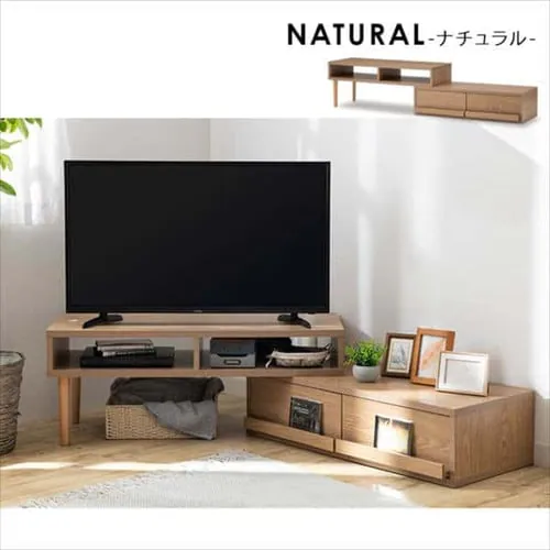 【完成品】テレビ台 伸縮可能(天然木脚) ホワイト _19