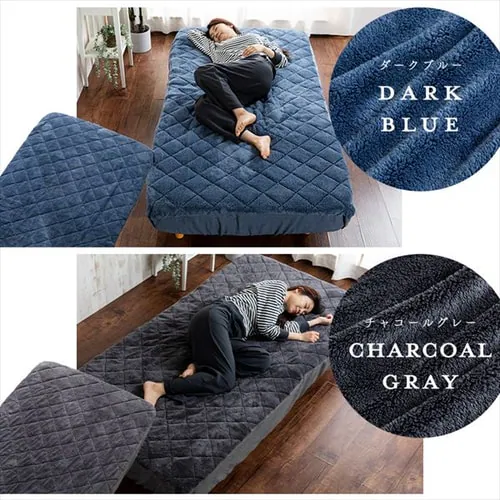 Blanko敷きパッド セミダブル マイクロミンクファー ボックス型 洗濯可 グレージュ _17