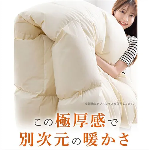 羽毛布団 ダブル フランス産ホワイトダックダウン85% 1.4kg 無地 ベージュ【直送】 _5