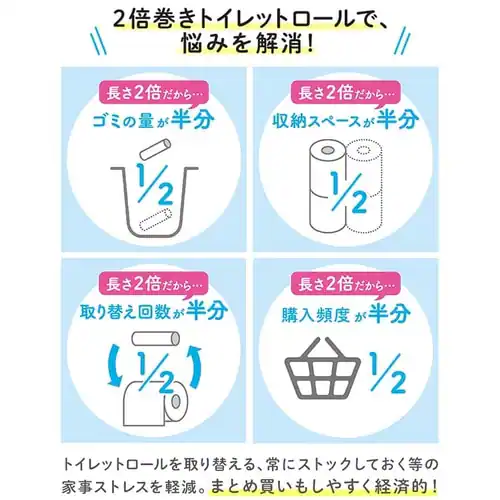 【12ロール】紙クレシア アイリス×紙クレシア共同開発 2倍巻き トイレットロール 100mシングル/50mダブル_8