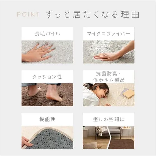 ホットカーペット+シャギーラグ 185×185cm SGR-1818 グレー_3