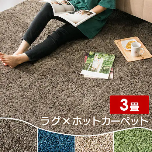 ホットカーペット+シャギーラグ 200×250cmSYGR-S-2025 全4色【プラザセレクト】 _2