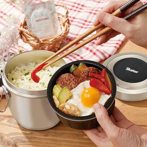 スケーター 保温保冷 抗菌 真空ステンレス 弁当箱 丼型 830ml STLBD8AG ブラック_4