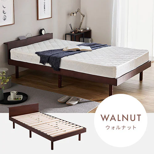 ベッド シングル すのこ 棚付き コンセント 高さ3段階 ナチュラル_7