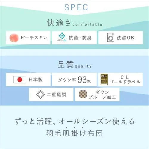 掛け布団 シングル 羽毛 WGD93% 国産 ペイズリーブルー _1