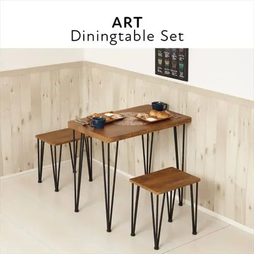 クロシオ アートダイニング3点セット 85937 ヴィンテージブラウン 【代引き不可】_2