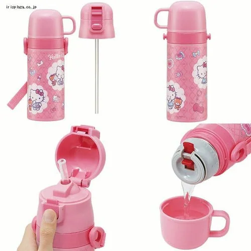 スケーター 子供用 超軽量 2WAY ステンレス 水筒 ストロー&コップ飲み SKCP3 ハローキティ_4