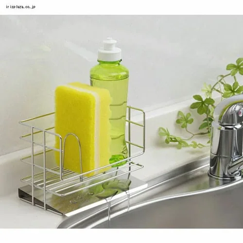 下村企販 斜めトレー付洗剤スポンジラック ミニ シルバー 42591 _3