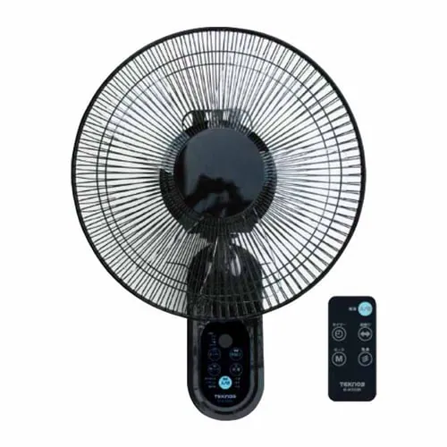 壁掛け扇風機 左右首振り リモコン付 KI-W304RK TEKNOS ブラック_2