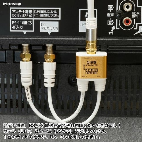 アンテナ分波器 10cm ネジ式 極細 4K/8K対応 AE-323SW【代引き不可